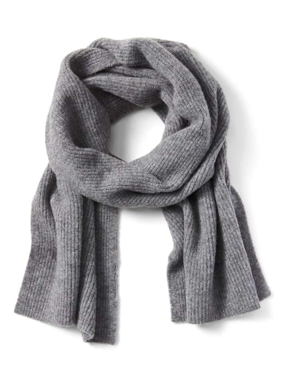 Ribbed Knit Blanket Scarf Medium Heather Gray